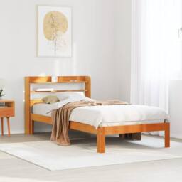 Berkfield Home Bed Frame without Mattress Wax Brown 100x200 cm Solid Wood Pine - thumbnail 2