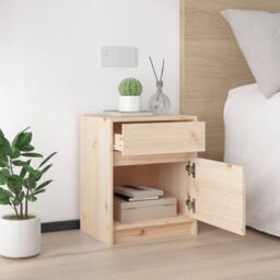 Berkfield Home Beautiful Bedside Cabinet 40x31x50 cm Solid Pinewood in Light Tan - Size: 40 x 31 x 50 cm - thumbnail 4