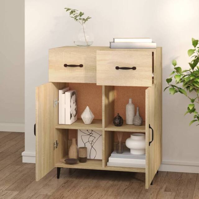 Berkfield Home Sideboard Sonoma Oak 69.5x34x90 cm Engineered Wood in Light Tan - image 1