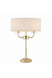 Netlighting Nixon 2 Light Table Lamp Brass Crystal Glass E14 in Gold