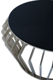 Orsina Elegant Black & Silver Round Coffee Table, Spacious Silver Finished Table, Modern Decorative Coffee Table - thumbnail 3