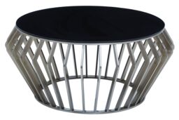 Orsina Elegant Black & Silver Round Coffee Table, Spacious Silver Finished Table, Modern Decorative Coffee Table - thumbnail 2