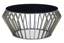 Orsina Elegant Black & Silver Round Coffee Table, Spacious Silver Finished Table, Modern Decorative Coffee Table - thumbnail 6