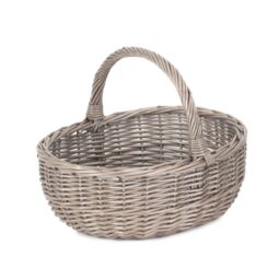 Red Hamper Antique Wash Bathroom Shopping Basket in Grey - Size: Small - thumbnail 1