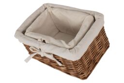 Red Hamper Wicker Set of 2 Autumn Double Steamed Willow Tray with Lining in Brown - thumbnail 4