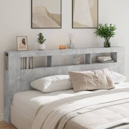 Berkfield Home LED Headboard Concrete Grey 220x18.5x103.5 cm Engineered Wood - thumbnail 4