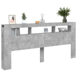 Berkfield Home LED Headboard Concrete Grey 220x18.5x103.5 cm Engineered Wood - thumbnail 5