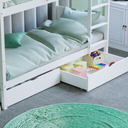 Home Discount Junior Vida Gemini Detachable Bunk Bed & Libra Wooden Underbed Drawers in White - Size: Single - thumbnail 3
