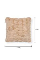 BHS Ruched Faux Fur Cushion in Beige - thumbnail 3