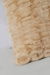 BHS Ruched Faux Fur Cushion in Beige - thumbnail 2