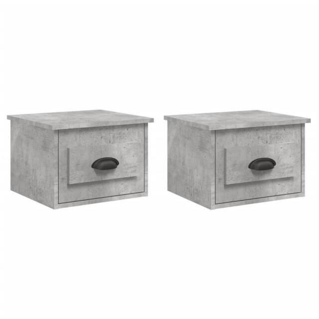 Berkfield Home Wall-mounted Bedside Cabinets 2 pcs Concrete Grey 41.5x36x28cm - Size: 41.5x36x28 cm - image 1