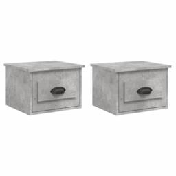 Berkfield Home Wall-mounted Bedside Cabinets 2 pcs Concrete Grey 41.5x36x28cm - Size: 41.5x36x28 cm - thumbnail 1