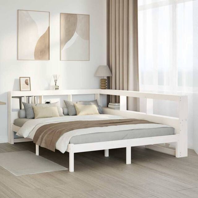 Berkfield Home Bookcase Bed without Mattress White 160x200 cm Solid Wood Pine - image 1