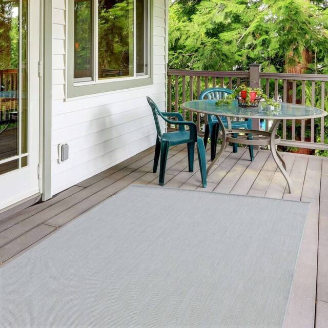 THE RUGS Outdoor Indoor Plain Garden Patio Rug Weather Resistant Jet Washable in Grey - Size: 160 cm x 230 cm - image 1