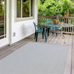 THE RUGS Outdoor Indoor Plain Garden Patio Rug Weather Resistant Jet Washable in Grey - Size: 160 cm x 230 cm