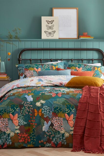 Furn Forage Floral Reversible Duvet Cover Set in Teal - Size: King - image 1