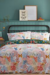 Furn Forage Floral Reversible Duvet Cover Set in Teal - Size: King - thumbnail 3