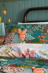 Furn Forage Floral Reversible Duvet Cover Set in Teal - Size: King - thumbnail 4