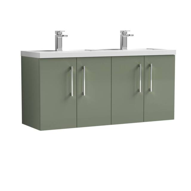 Balterley Level 1200mm Wall Hung 4 Door Unit with Double Basin - Satin Green - image 1