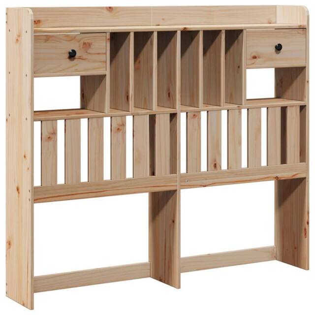 Berkfield Home Headboard with Storage 135 cm Solid Wood Pine in Natural - image 1