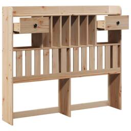 Berkfield Home Headboard with Storage 135 cm Solid Wood Pine in Natural - thumbnail 4