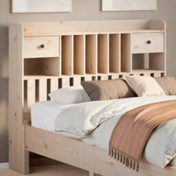Berkfield Home Headboard with Storage 135 cm Solid Wood Pine in Natural - thumbnail 2