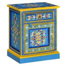 Berkfield Home Bedside Cabinet Solid Mango Wood Turquoise Hand Painted