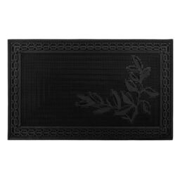 JVL Foliage Rubber Scraper Doormat & Patio Mat in Black - Size: 45 cm x 120 cm - thumbnail 2