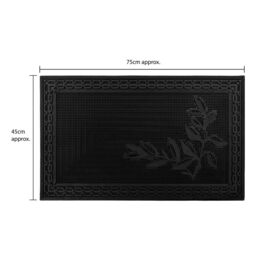JVL Foliage Rubber Scraper Doormat & Patio Mat in Black - Size: 45 cm x 120 cm - thumbnail 6