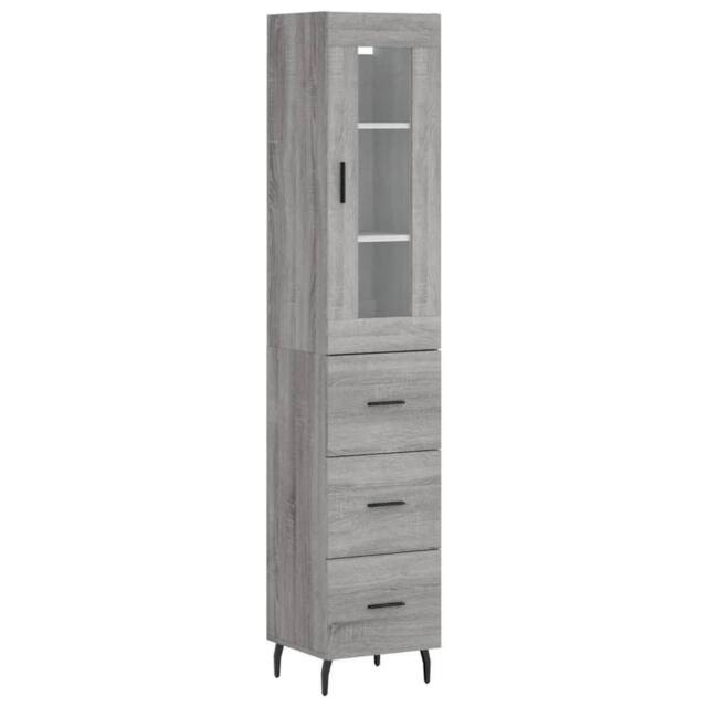 Berkfield Home Highboard Grey Sonoma 34.5x34x180 cm Engineered Wood - image 1