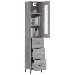 Berkfield Home Highboard Grey Sonoma 34.5x34x180 cm Engineered Wood - thumbnail 3