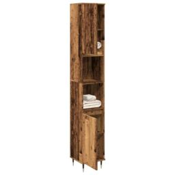 Berkfield Home Bathroom Cabinet Old Wood 30x30x190 cm Engineered Wood in Brown - Size: 30 x 30 x 190 cm - thumbnail 3