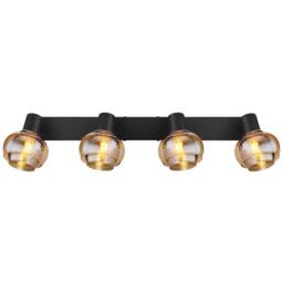 Netlighting Tokki Ceiling Spotlight Bar Matt Black Amber Glass Shade 4x E14 - thumbnail 4