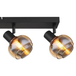 Netlighting Tokki Ceiling Spotlight Bar Matt Black Amber Glass Shade 4x E14 - thumbnail 5