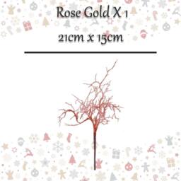 VFM e-Store Christmas Curly Twig Pick Decoration 21cm x 15cm Rose Gold X 1 - Size: 21 cm x 15 cm - thumbnail 2