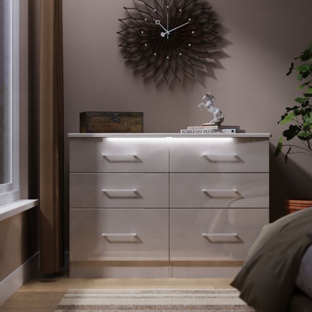 Ready Assembled 2 U Lyon 6 Drawer Midi Chest (Ready Assembled) in Taupe - Size: Large - image 1