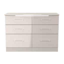 Ready Assembled 2 U Lyon 6 Drawer Midi Chest (Ready Assembled) in Taupe - Size: Large - thumbnail 2