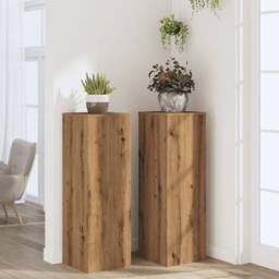 Berkfield Home Plant Stands 2 pcs Artisian Oak 33x33x100 cm Engineered Wood in Brown - Size: 33 x 33 x 100 cm - thumbnail 1