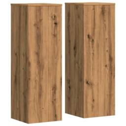 Berkfield Home Plant Stands 2 pcs Artisian Oak 33x33x100 cm Engineered Wood in Brown - Size: 33 x 33 x 100 cm - thumbnail 3