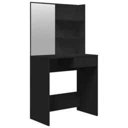 Berkfield Home Dressing Table with Mirror Black 74.5x40x141 cm - thumbnail 2