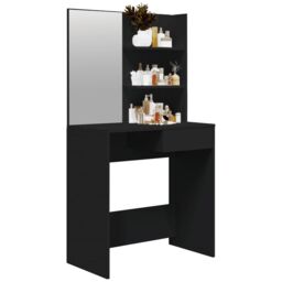 Berkfield Home Dressing Table with Mirror Black 74.5x40x141 cm - thumbnail 4