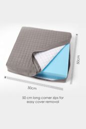 Homescapes Cotton Orthopaedic Foam Armchair Booster Cushion in Charcoal - Size: 50 cm x 50 cm - thumbnail 6