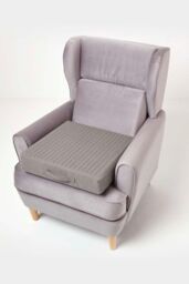 Homescapes Cotton Orthopaedic Foam Armchair Booster Cushion in Charcoal - Size: 50 cm x 50 cm - thumbnail 5