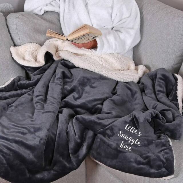 Duncan Stewart Personalised Sherpa Lined Snuggle Blanket in Grey - image 1