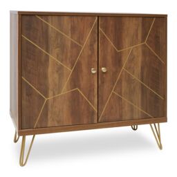 Orsina Ample Storage Of Two Door Sideboard, Sturdy & Stable Industrial Sidebaord Cabinet, Sleek Kitchen Sideboard in Brown - thumbnail 5