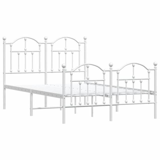 Berkfield Home Metal Bed Frame with Headboard & Footboard White 120x200 cm - Size: Small Double - image 1