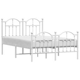 Berkfield Home Metal Bed Frame with Headboard & Footboard White 120x200 cm - Size: Small Double - thumbnail 4