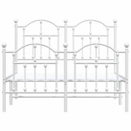 Berkfield Home Metal Bed Frame with Headboard & Footboard White 120x200 cm - Size: Small Double - thumbnail 5