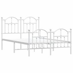Berkfield Home Metal Bed Frame with Headboard & Footboard White 120x200 cm - Size: Small Double