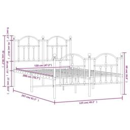 Berkfield Home Metal Bed Frame with Headboard & Footboard White 120x200 cm - Size: Small Double - thumbnail 9